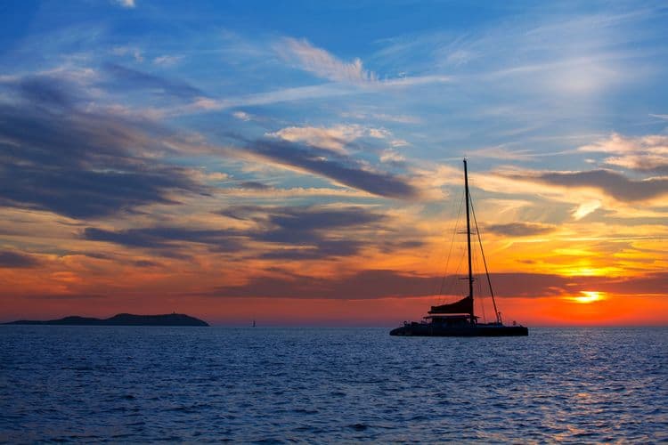 Sunset Sailing on a Catamaran