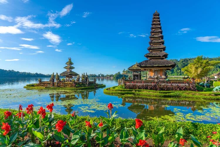 Mystical Floating Temple and Crater Lake